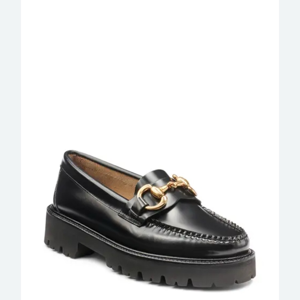 G.H.Bass Weejuns Lianna Super Bit Black Lug Sole Loafers 10US